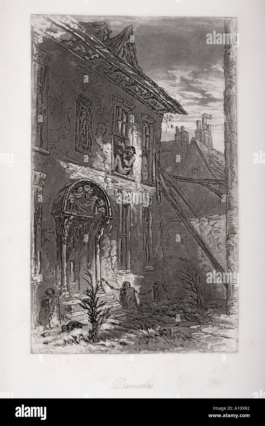 Damocle. Illustrazione dal Charles Dickens romanzo Little Dorrit da H K Browne noto come Phiz Foto Stock