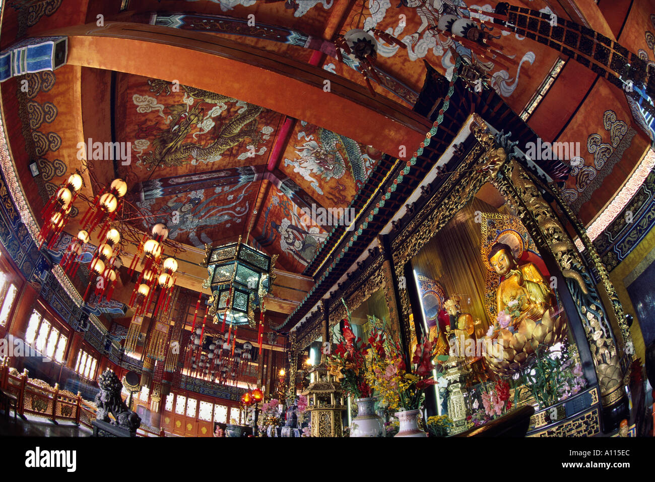 Interior Po Lin Temple Lantau Island Hong Kong Foto Stock
