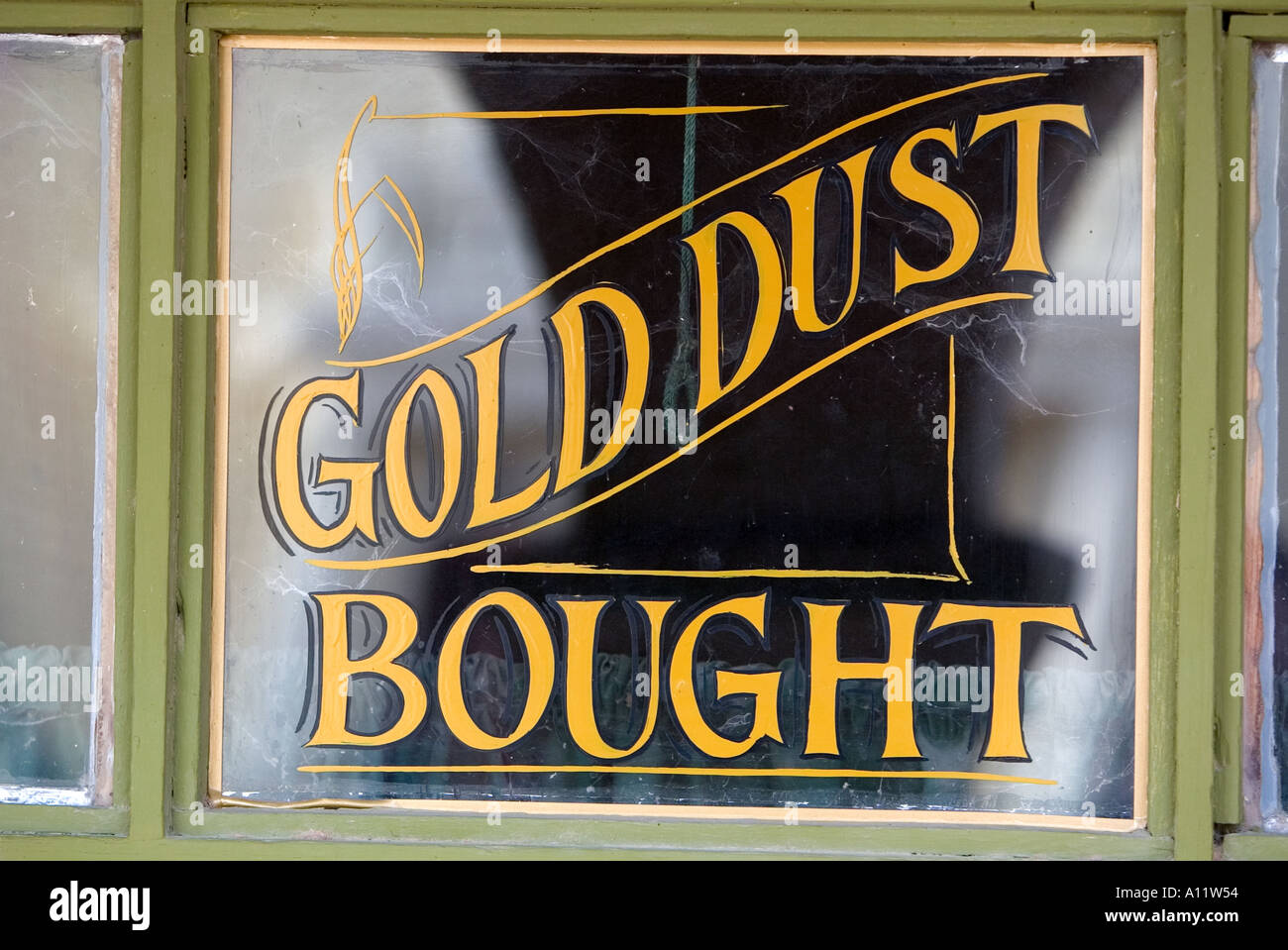 Polvere d oro comprato il vecchio segno occidentale presso Old Tucson Studios Foto Stock