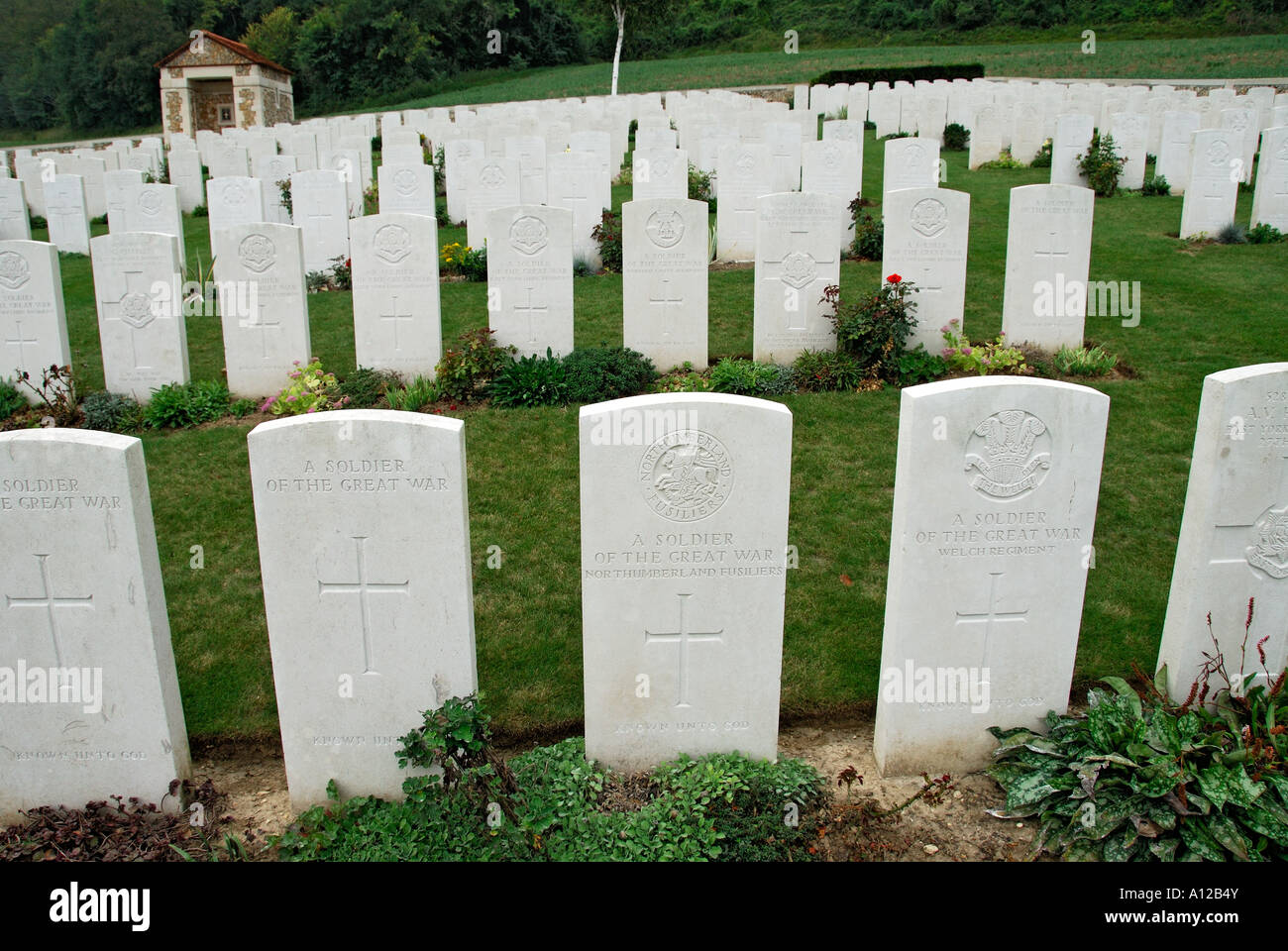 "British WW1 cimitero militare, Maizy' Foto Stock