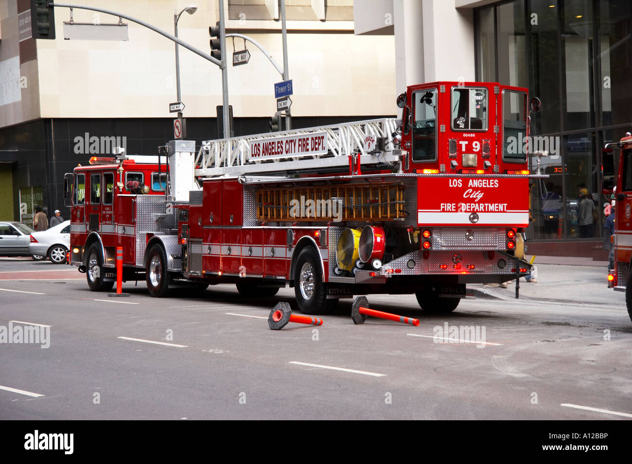 Vigile del fuoco di Los Angeles al lavoro Foto Stock