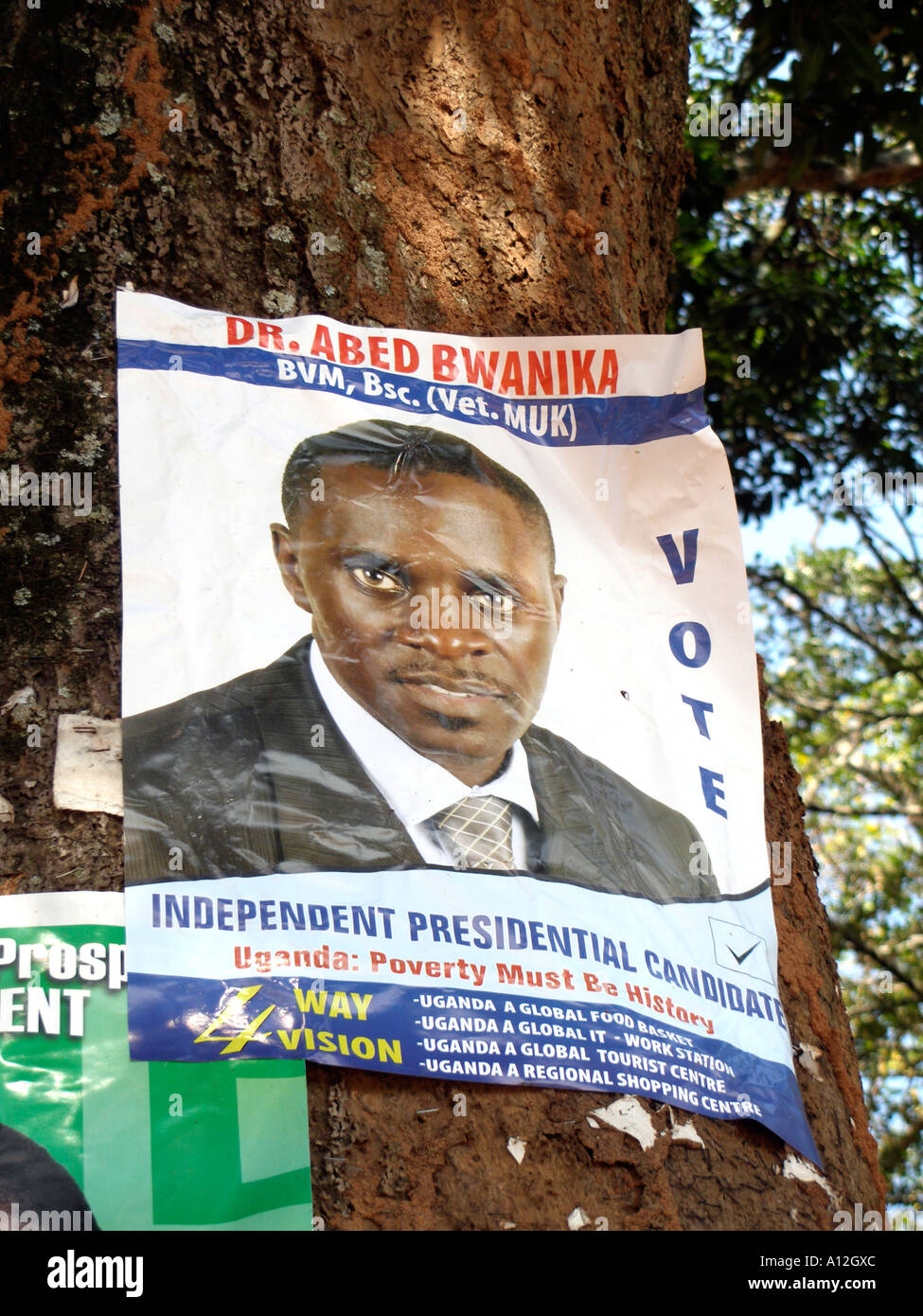 Campagna elettorale presidenziale poster per il Dottor Abed Bwanika, Kampala, Uganda Foto Stock