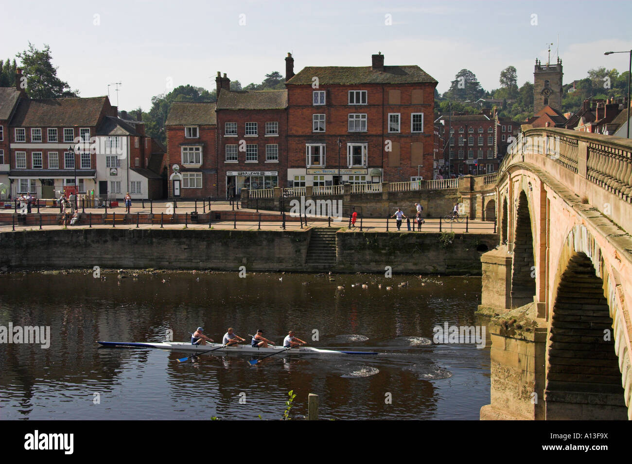 Thomas Telford il ponte sopra il fiume Severn (costruito 1808), Bewdley, Hereford e Worcester, Inghilterra Foto Stock