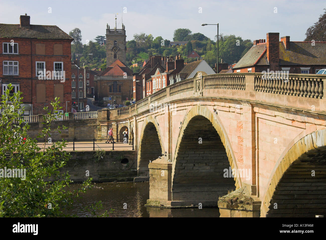 Thomas Telford il ponte sopra il fiume Severn (costruito 1808), Bewdley, Hereford e Worcester, England, Regno Unito Foto Stock