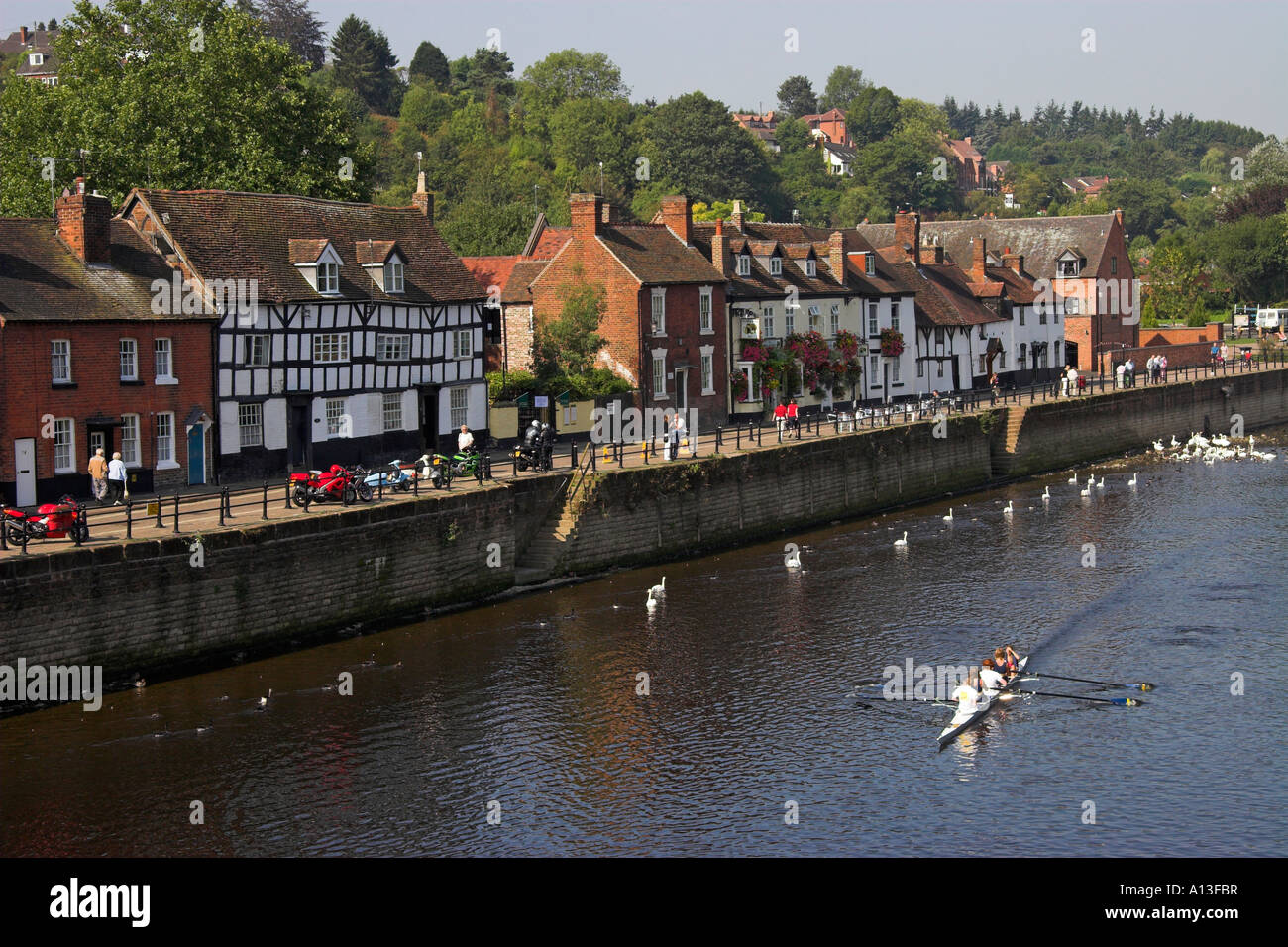 Severnside a nord e il fiume Severn, Bewdley, Hereford e Worcester, Inghilterra Foto Stock