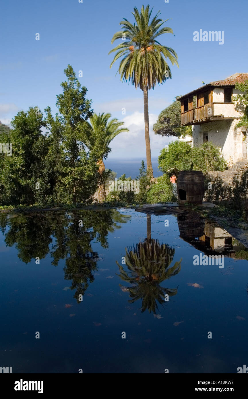 A Icod de los Vinos Tenerife Dragon Tree Park e i giardini la casa dell'Inquisizione edificio tradizionale Foto Stock