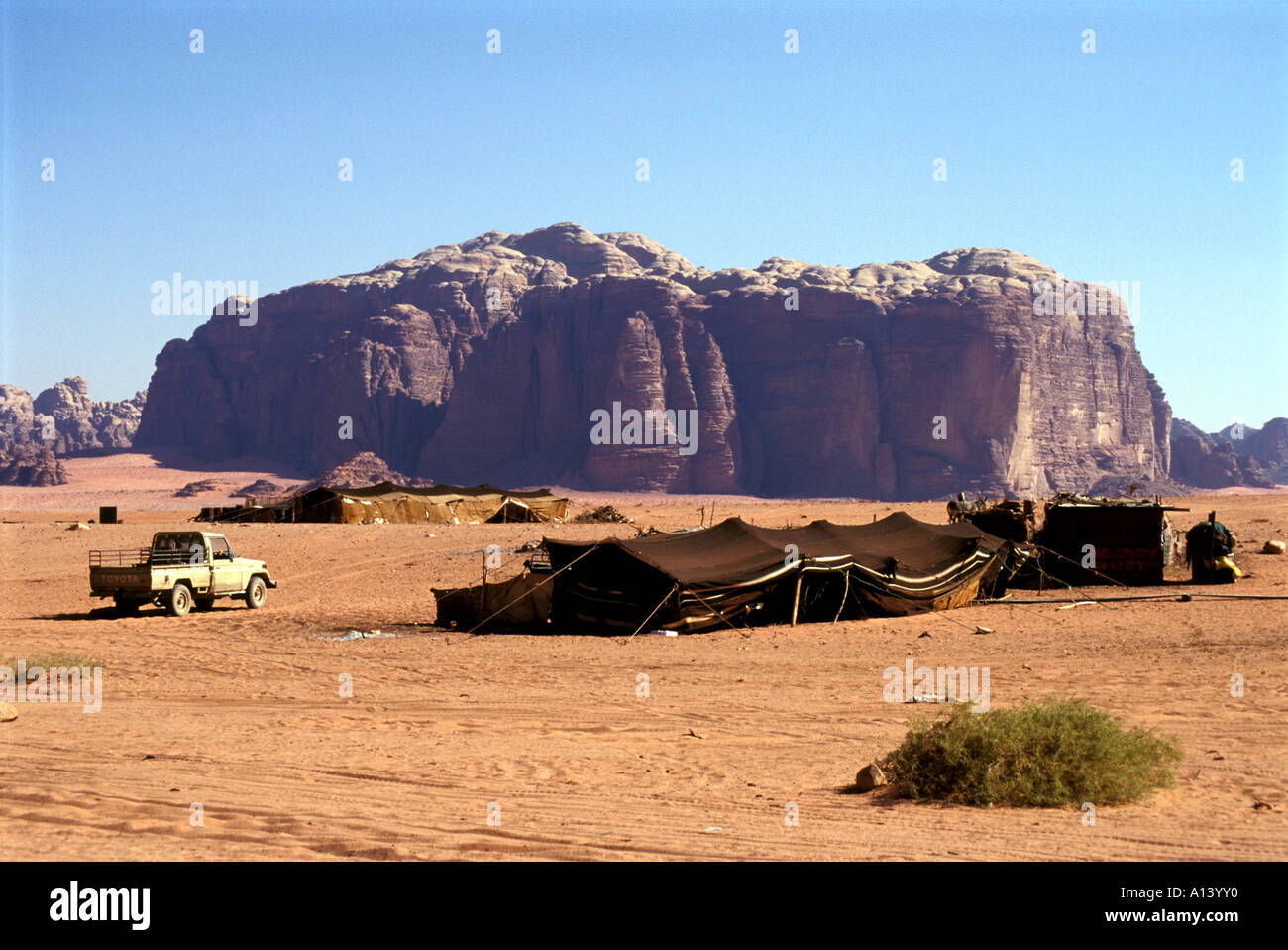 Tenda beduina a Wadi Rum Giordania Foto Stock