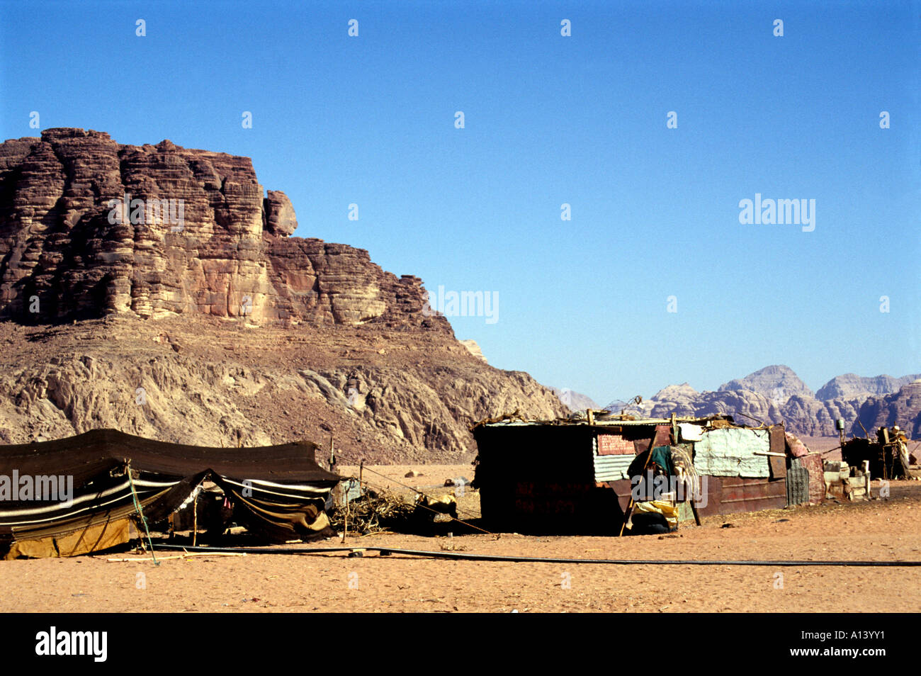 Tenda beduina a Wadi Rum Giordania Foto Stock