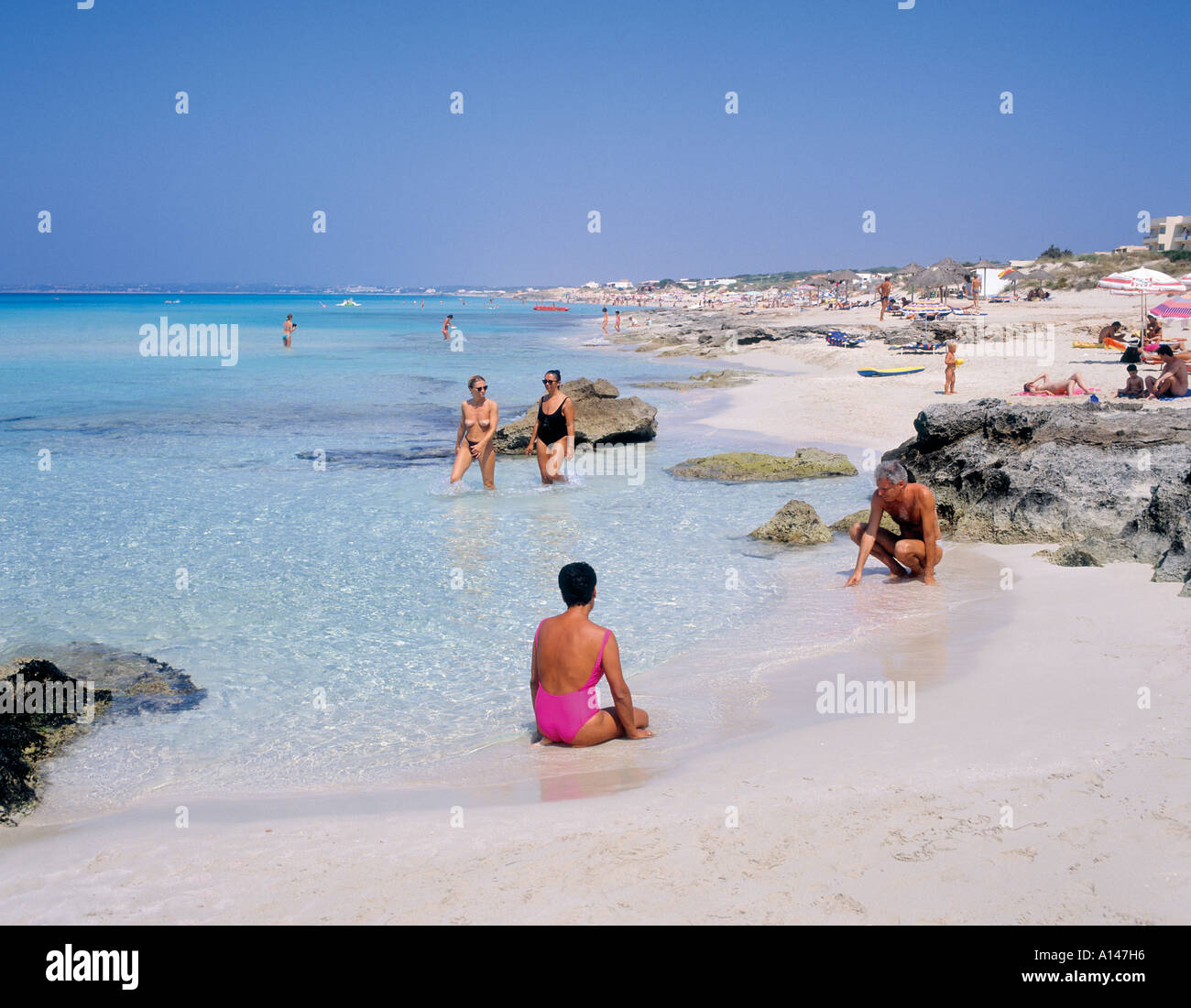Formentera Isole Baleari Spagna spiaggia di Migjorn Foto Stock