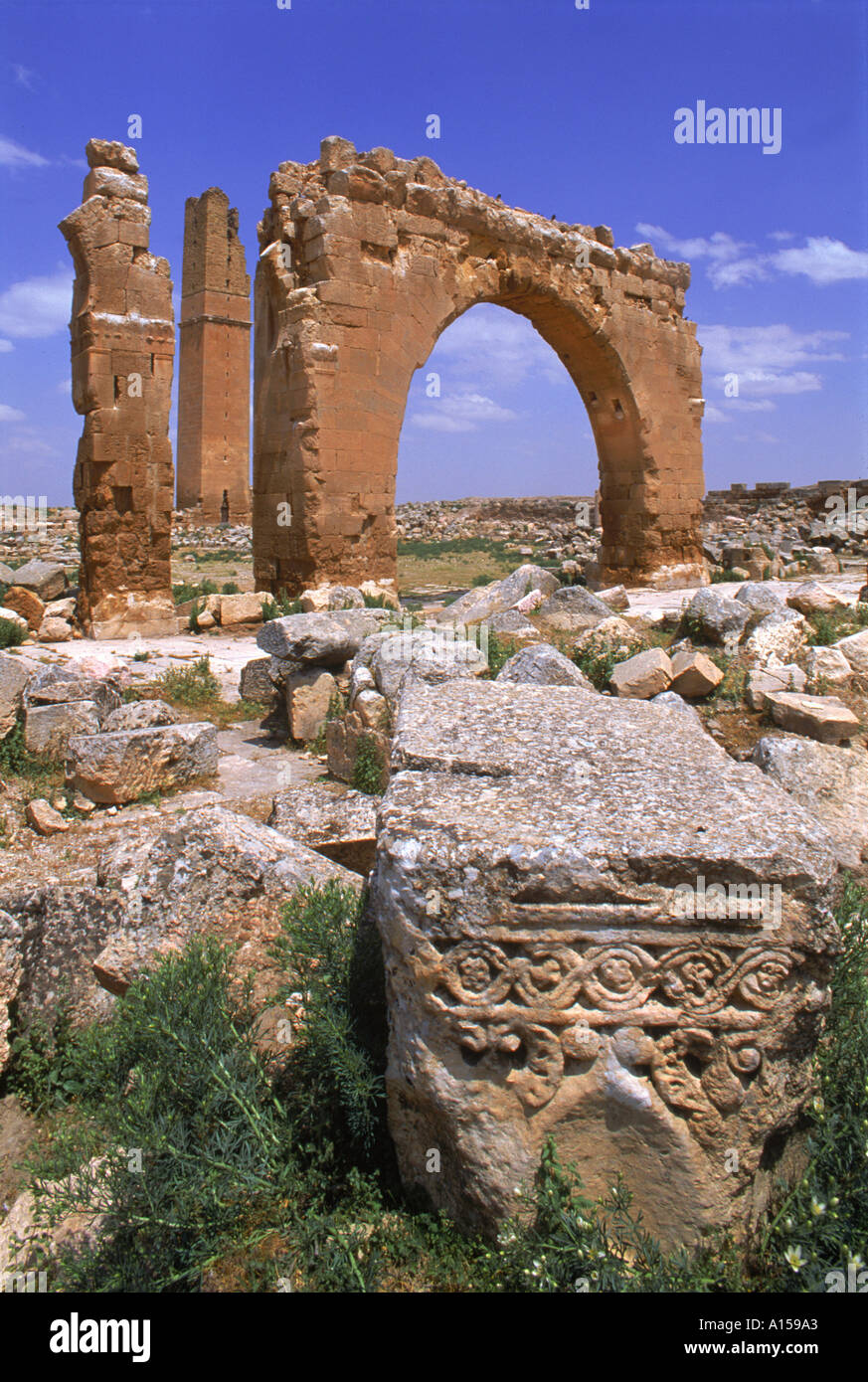 Torre e l'arco del Tempio del peccato il dio della luna presso il sito archeologico di Harran in Turchia un Woolfitt Foto Stock