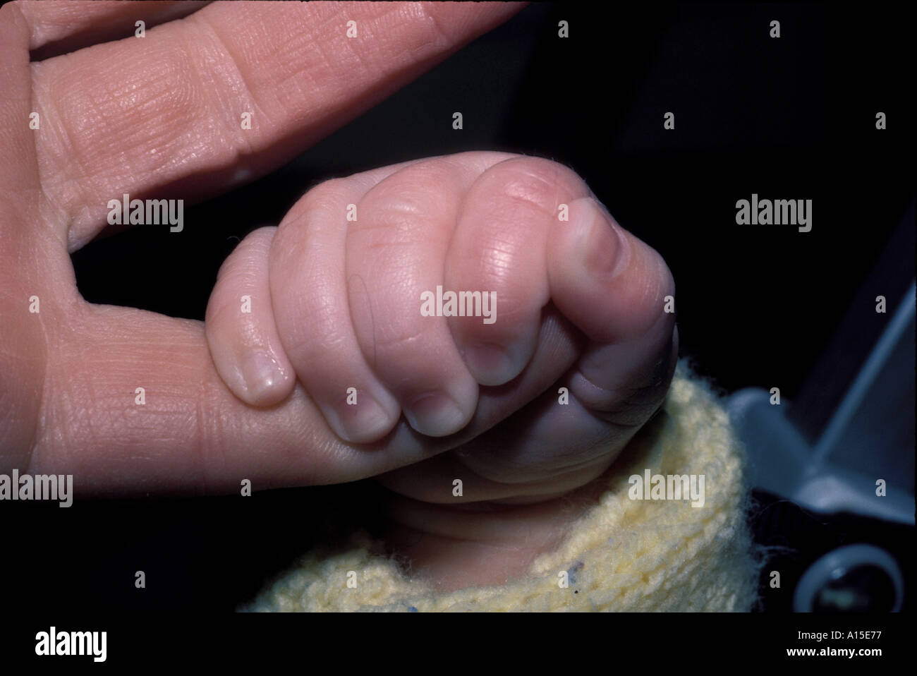 Dita del bambino e adulto piccolo dito Foto Stock