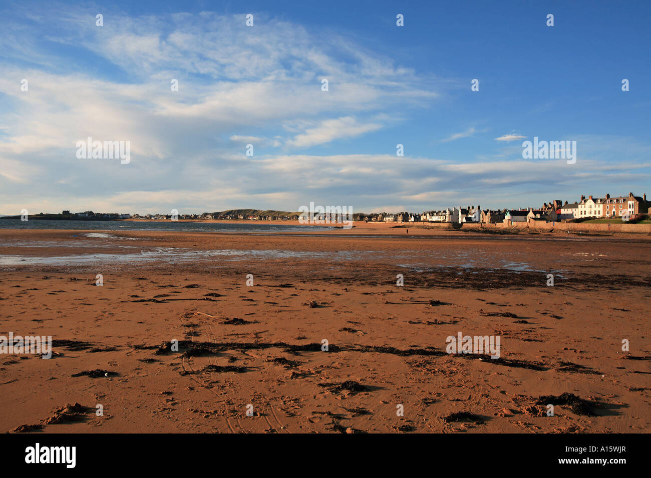 Scozia East Neuk di Fife ELIE una vista del villaggio e la spiaggia Foto Stock