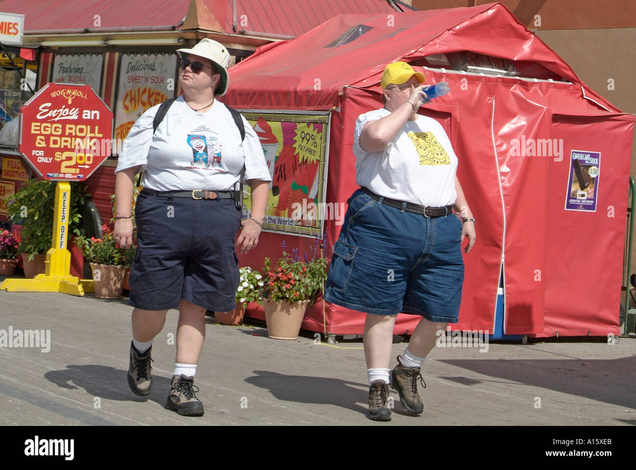 Femmine obese passeggiate Foto Stock