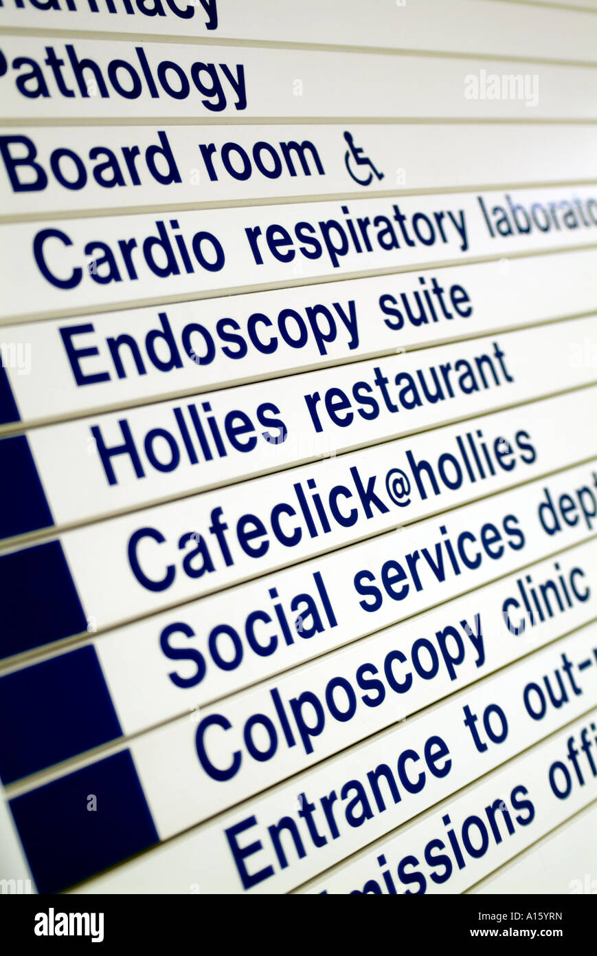 Segno di ospedale in ospedale Darlington Regno Unito Foto Stock