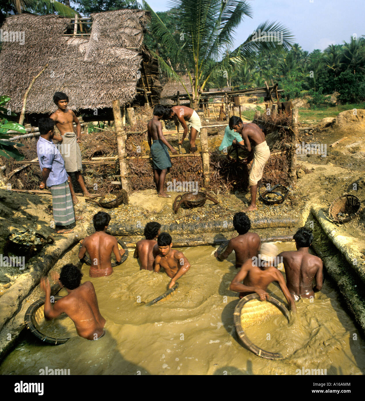 Sri Lanka Ratnapura Mining Moonstone zaffiro pietre preziose Ruby gioielli Gems Foto Stock