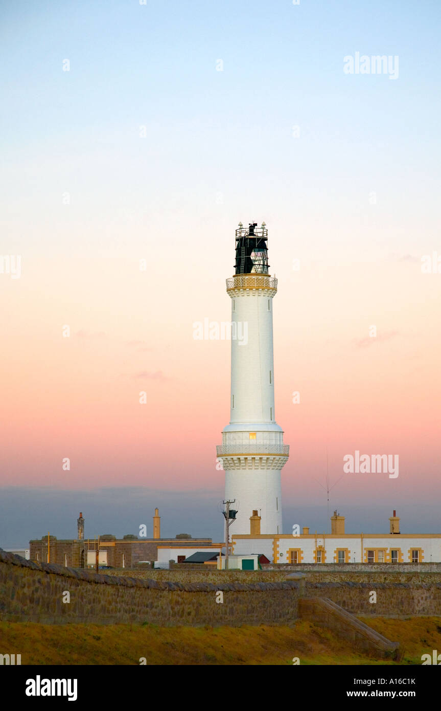 Aberdeen città Faro del porto all'alba, Aberdeenshire Regno Unito Foto Stock