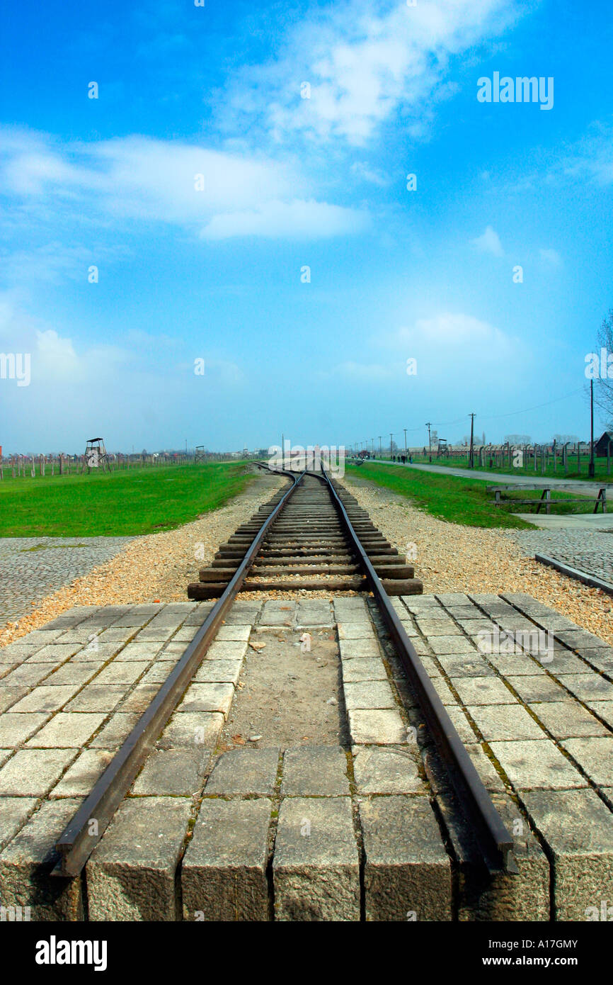Il treno a morte al campo di concentramento di Auschwitz e Birkenau, Polonia. Foto Stock