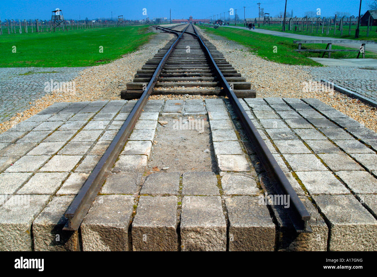Il treno a morte al campo di concentramento di Auschwitz e Birkenau, Polonia. Foto Stock