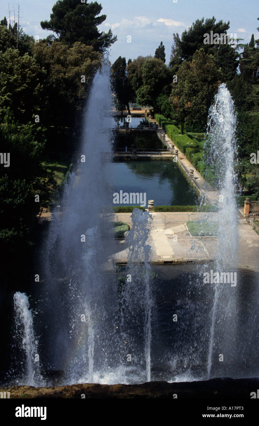 Villa d'Este Villa del 16th secolo a Tivoli, fontane rinascimentali italiane nei pressi di Roma, il cardinale Ippolito II d'Este Papa Alessandro V, Italia. Foto Stock