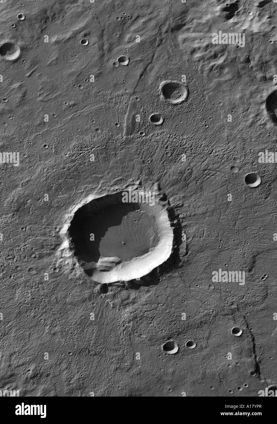 Un cratere su Marte. Foto Stock