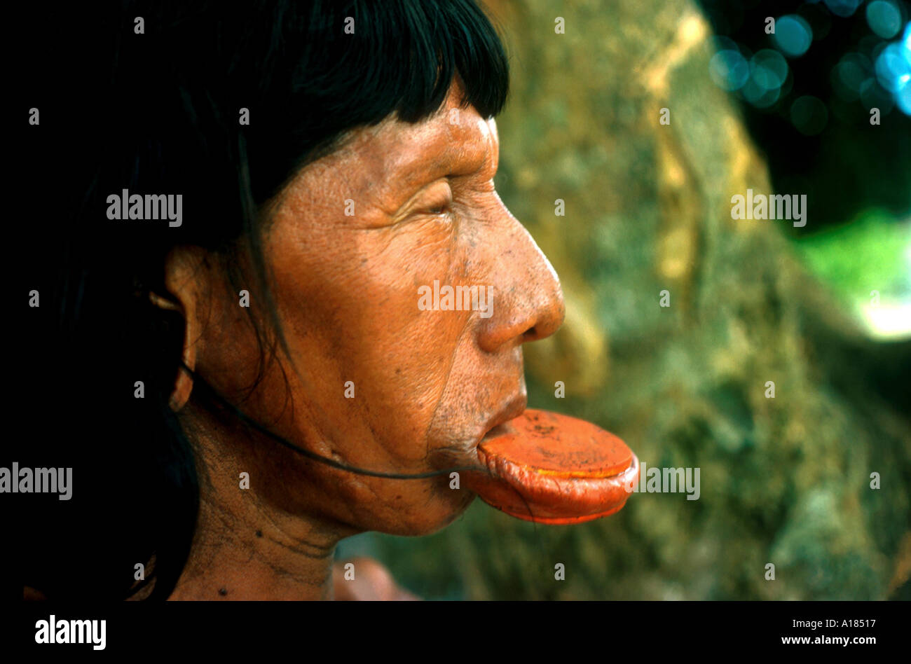 Xingu tribesman Suya Brasile C Leimbach Foto Stock