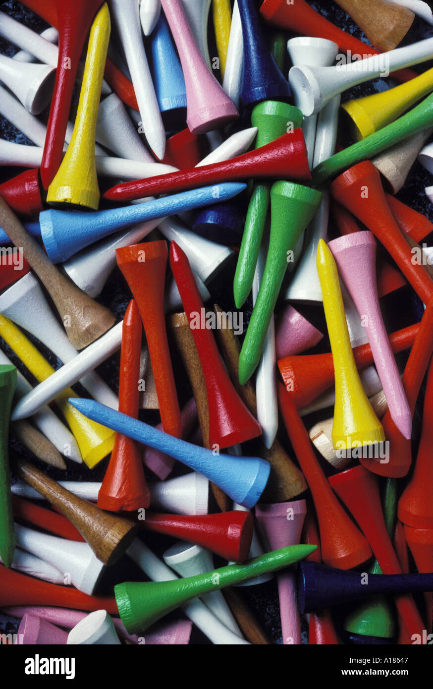 Pila di golf tees Foto Stock