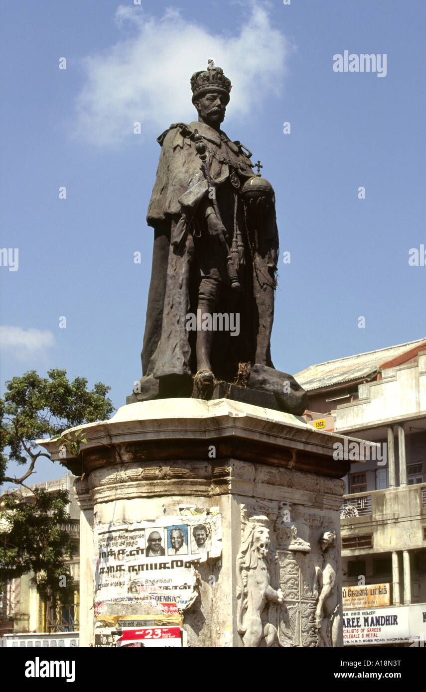 India Tamil Nadu Chennai Madras era coloniale statua di George V ultimo re imperatore Foto Stock