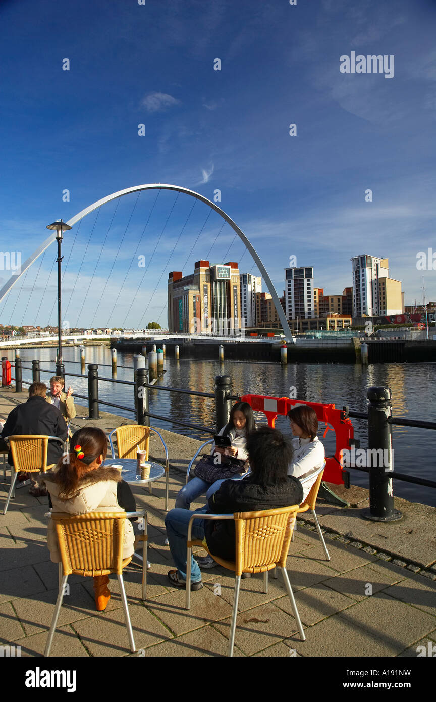 Pavement Cafe Cultura Quayside Newcastle upon Tyne Foto Stock