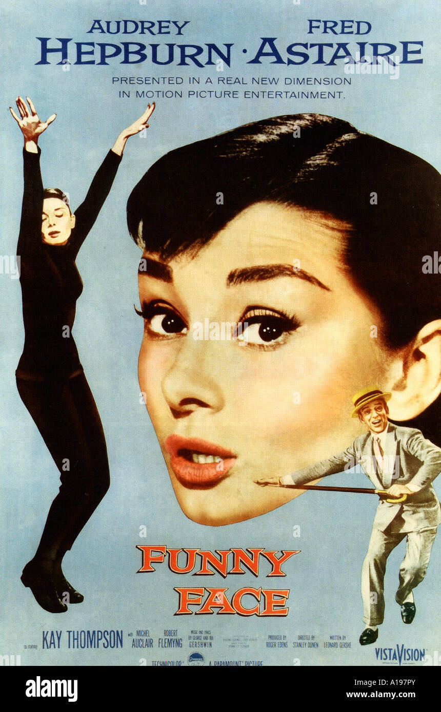 FUNNY FACE poster per 1957 Paramount film con Audrey Hepburn e Fred