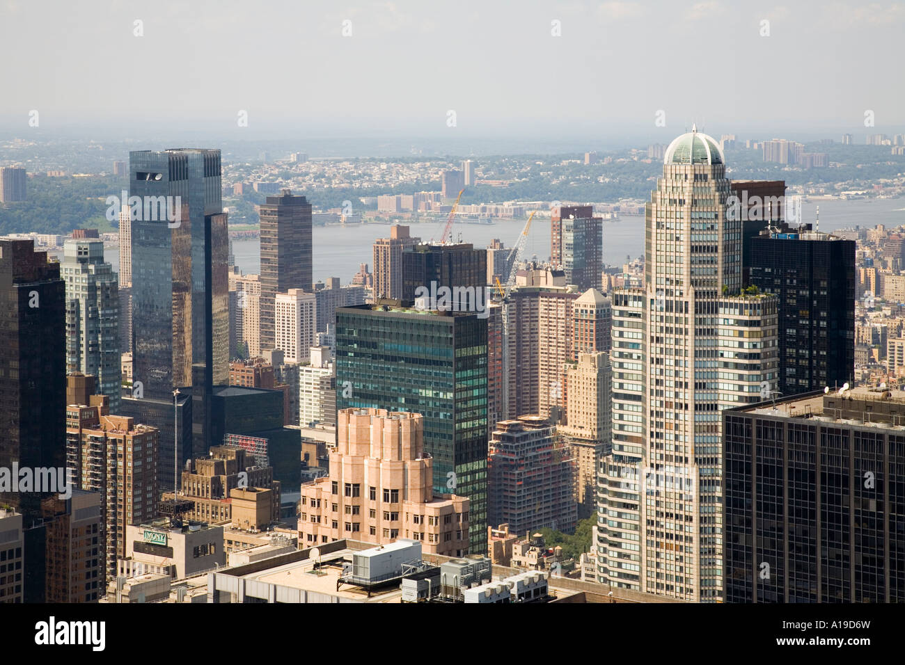 Vista sulla Upper West Side di New York verso il fiume Hudson e New Jersey, USA. Foto Stock