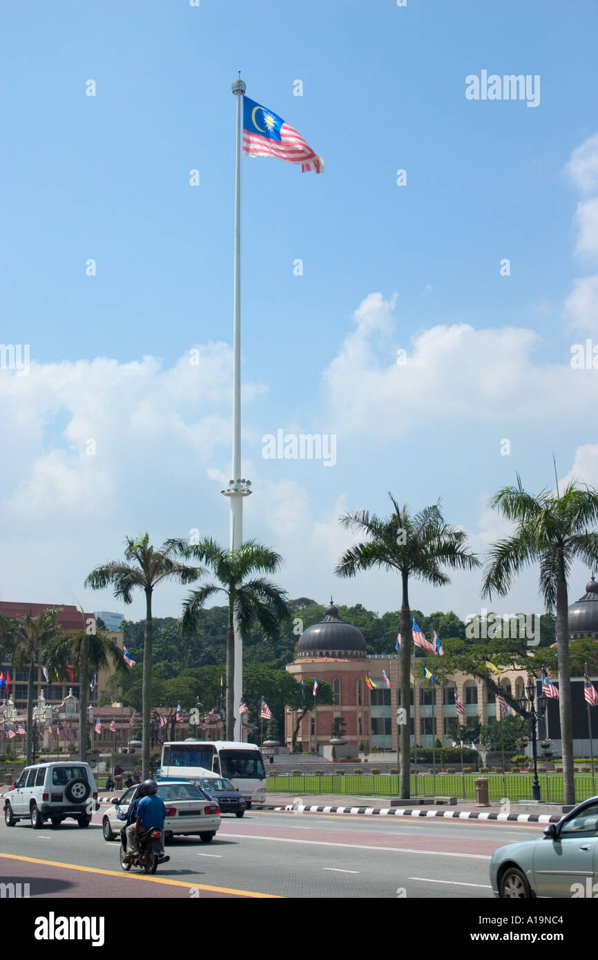 Malaysia bandiera polo a Dataran Merdeka piazza Indipendenza Kuala Lumpur Foto Stock