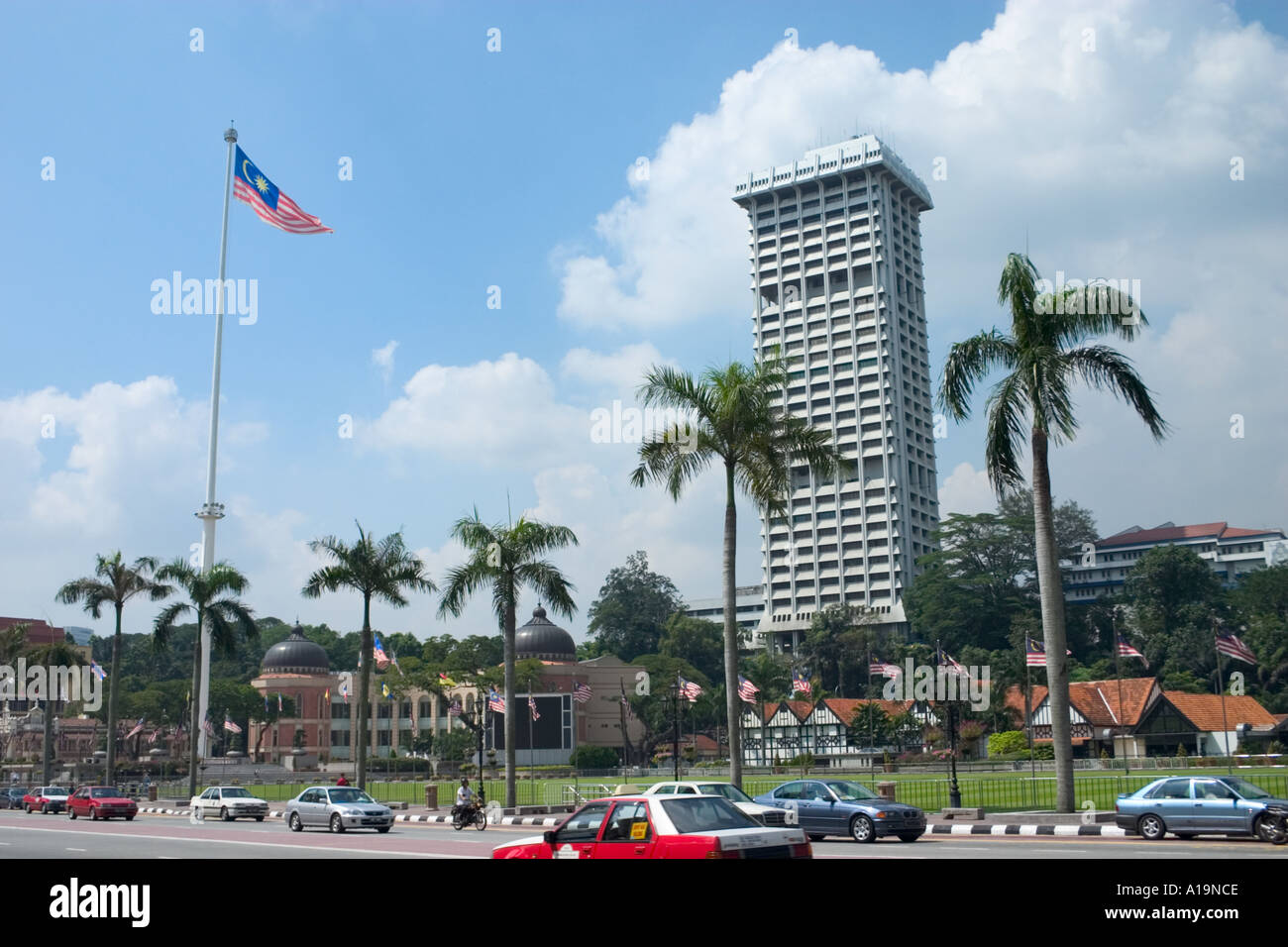 Malaysia bandiera polo a Dataran Merdeka piazza Indipendenza Kuala Lumpur Foto Stock