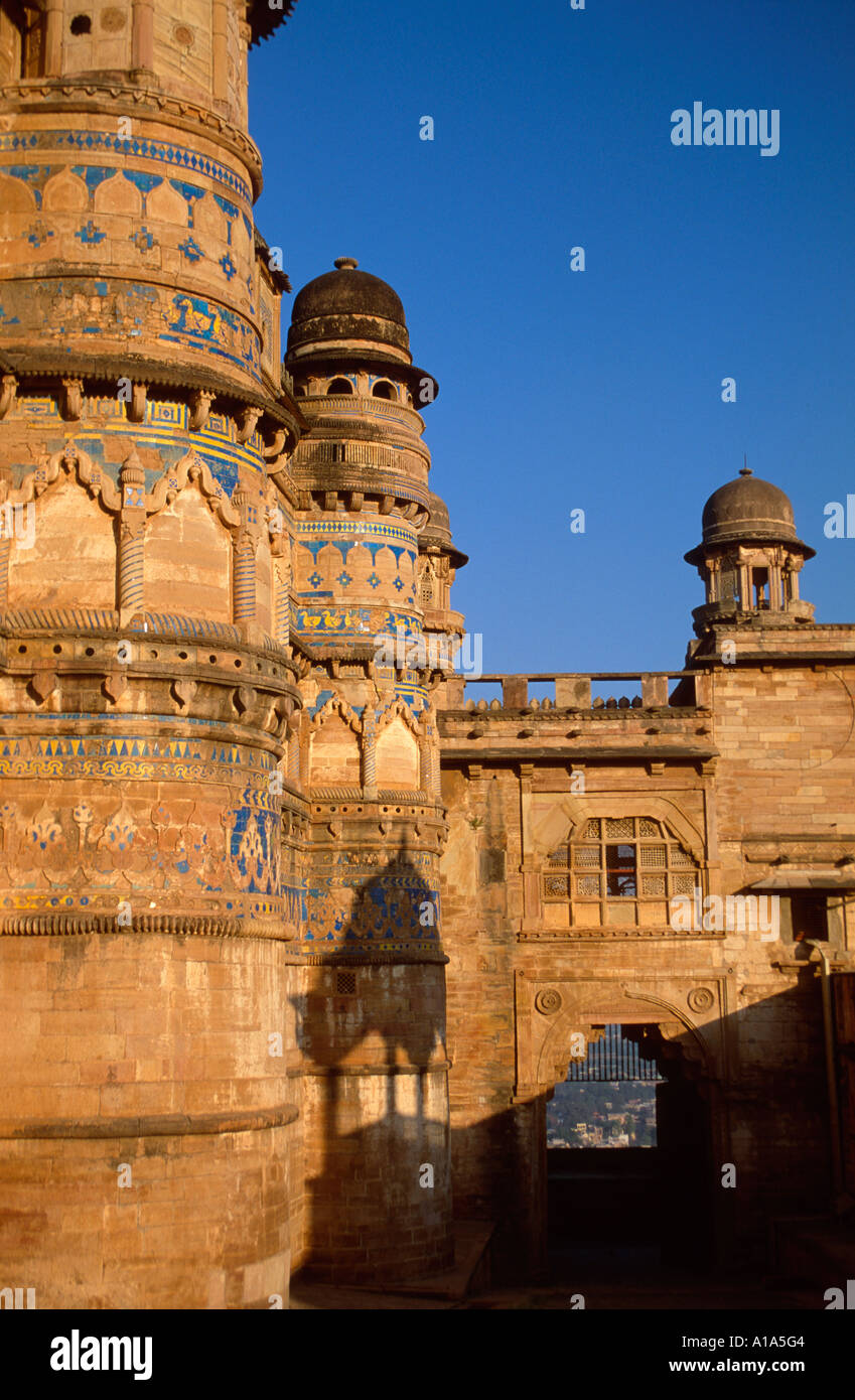 L'uomo Singh Palace, costruito nel Cinquecento, Gwalior Fort, Gwalior, Madhya Pradesh, India Foto Stock
