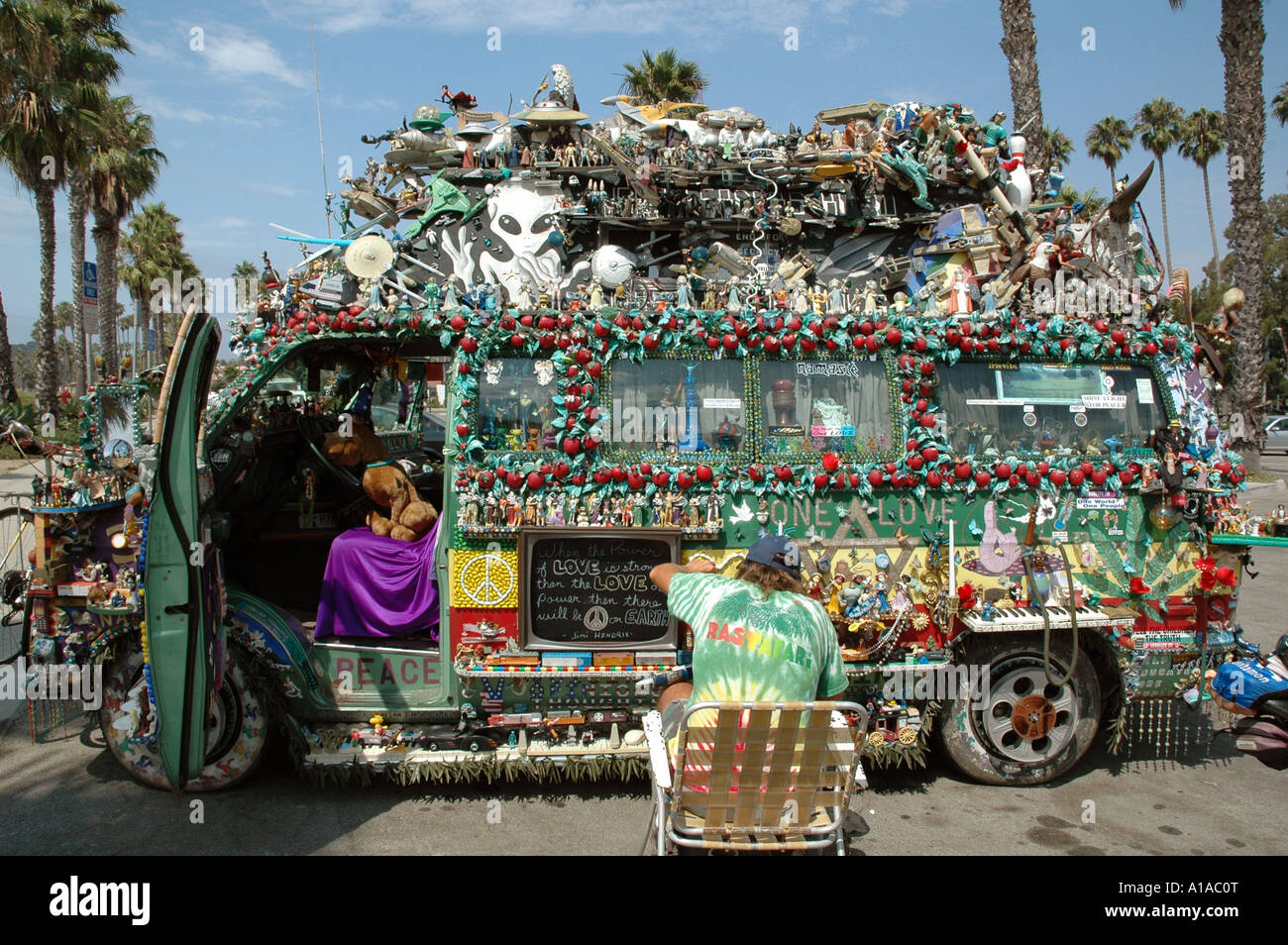 Hippie bus, Santa Babara, CALIFORNIA, STATI UNITI D'AMERICA Foto Stock