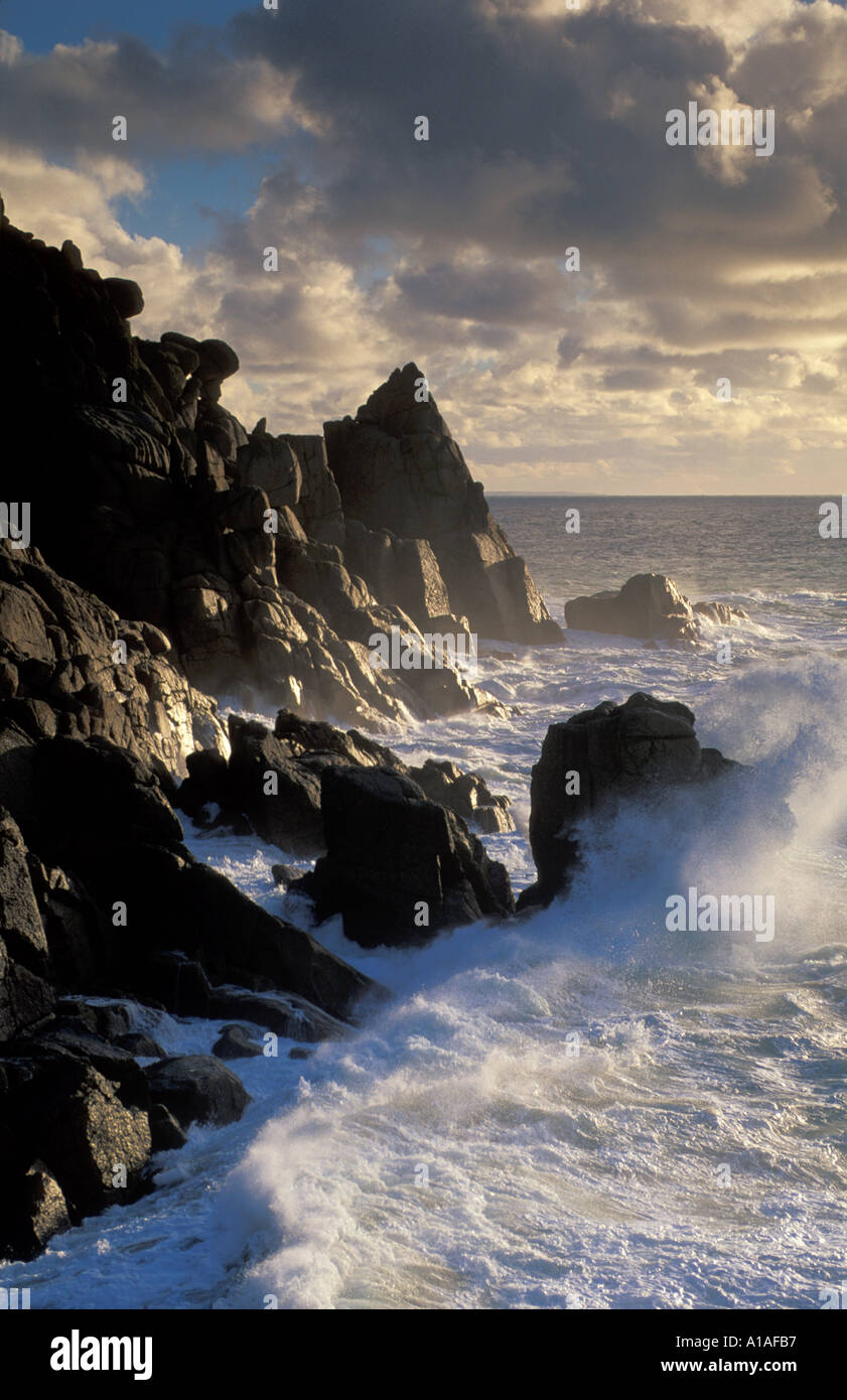 Mare mosso a testa Gwennap nr Lands End Cornwall Regno Unito Foto Stock