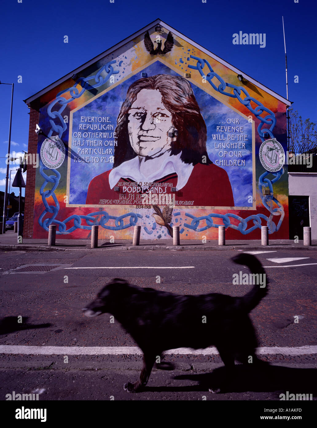 Murale repubblicano Falls Road West Belfast Irlanda del Nord Foto Stock