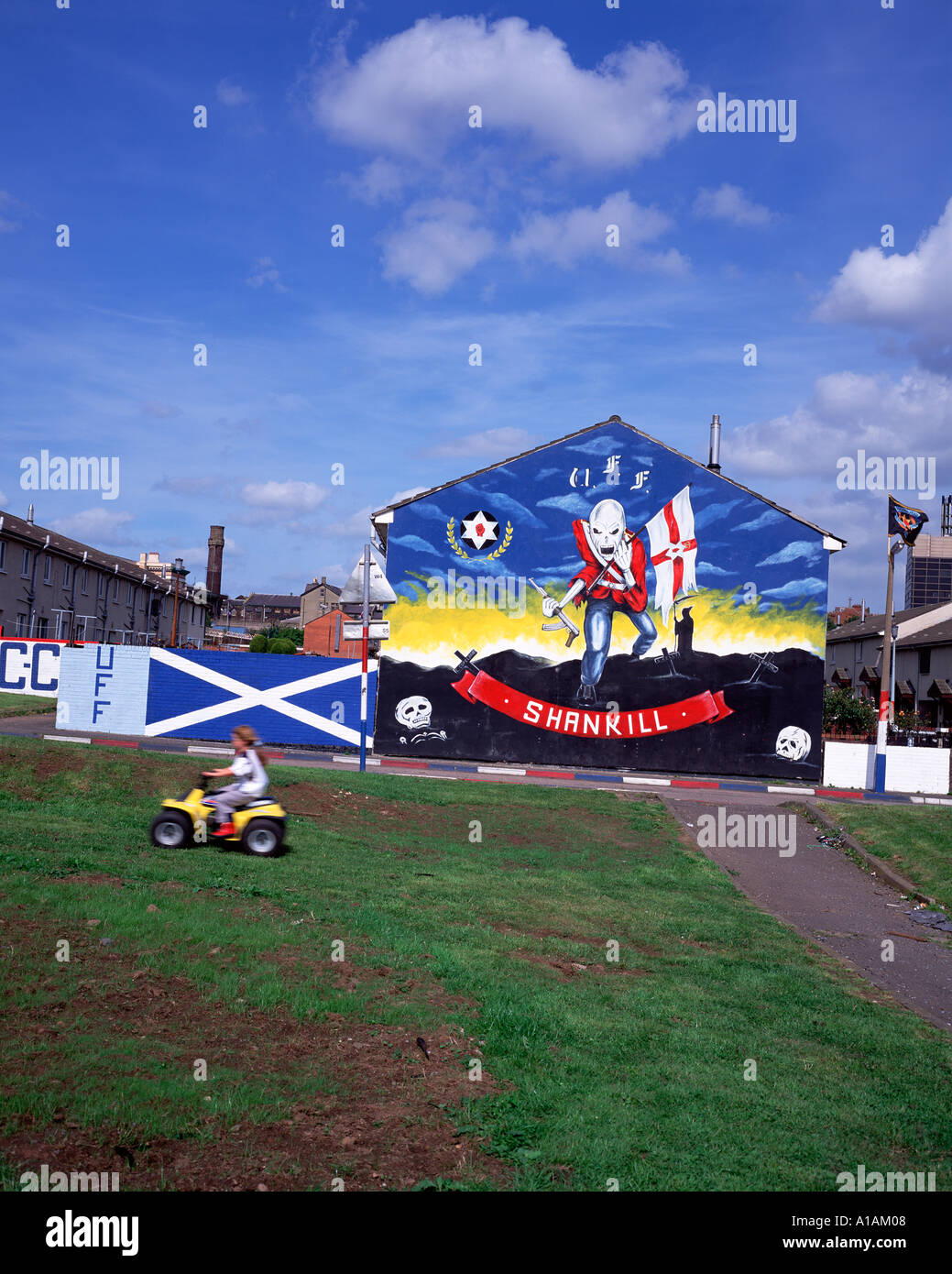 Lealisti murale, Shankill, Belfast, Irlanda del Nord Foto Stock
