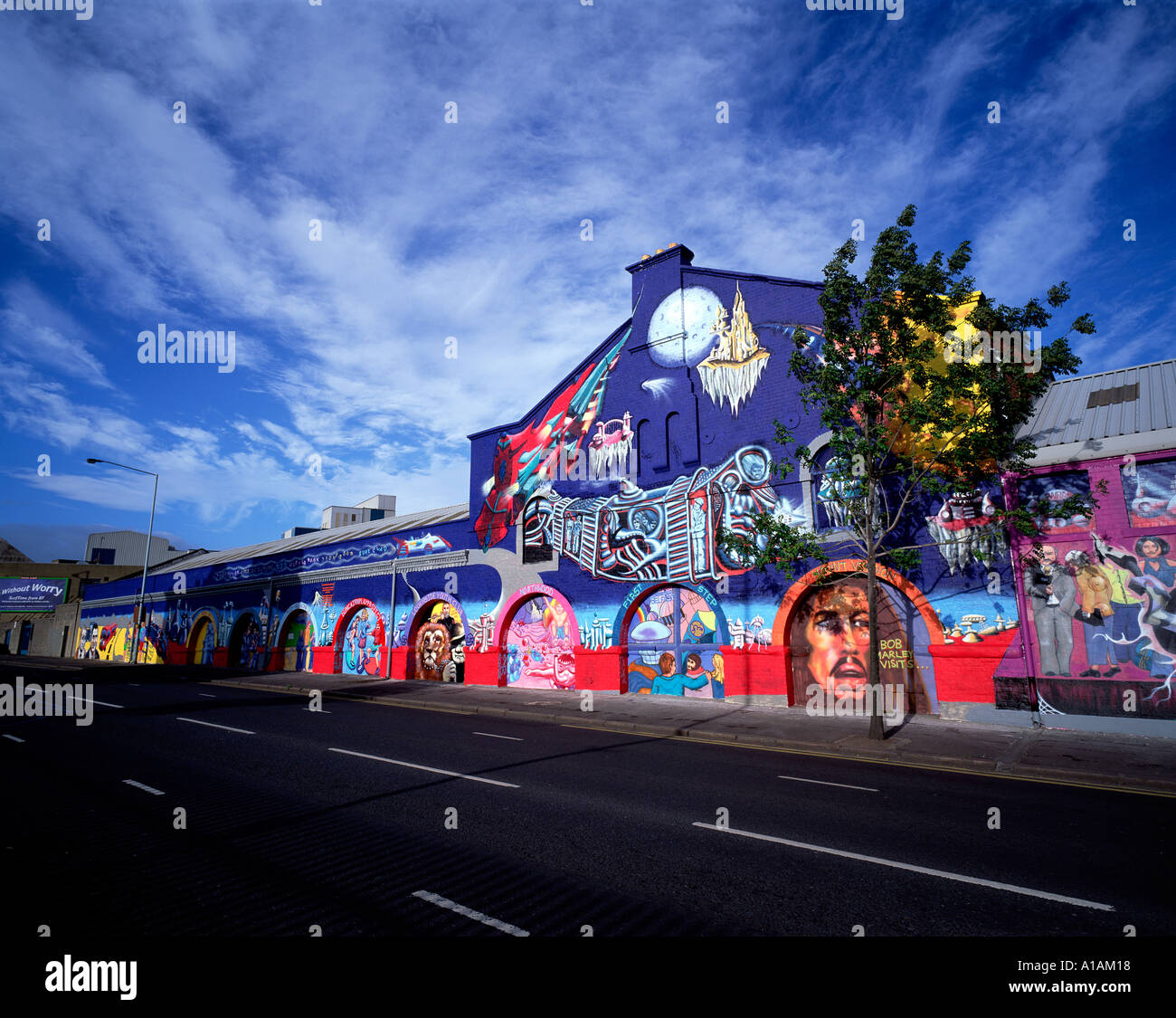 Comunità murale York Road Belfast Nord Irlanda del Nord Foto Stock