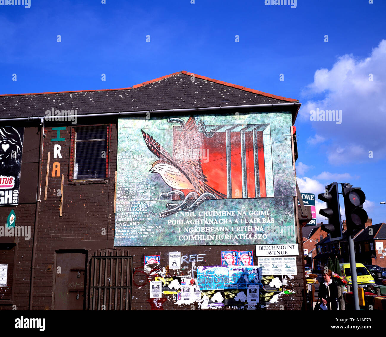 Murale repubblicano Falls Road West Belfast Irlanda del Nord Foto Stock