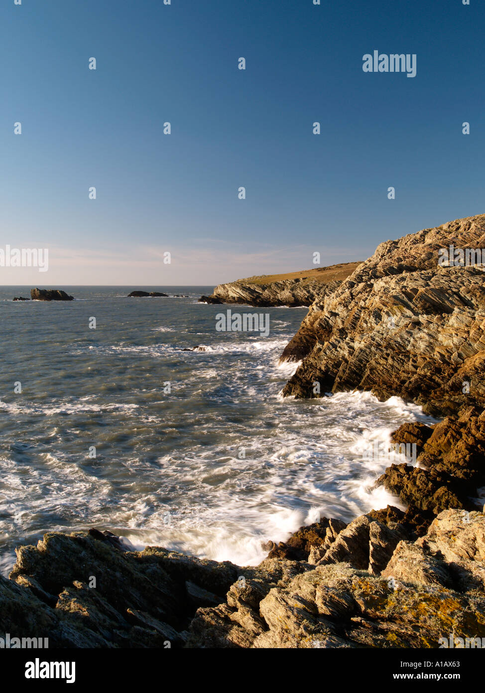 Costa verso la testa Rhoscolyn Rhoscolyn Anglesey North West Wales Foto Stock