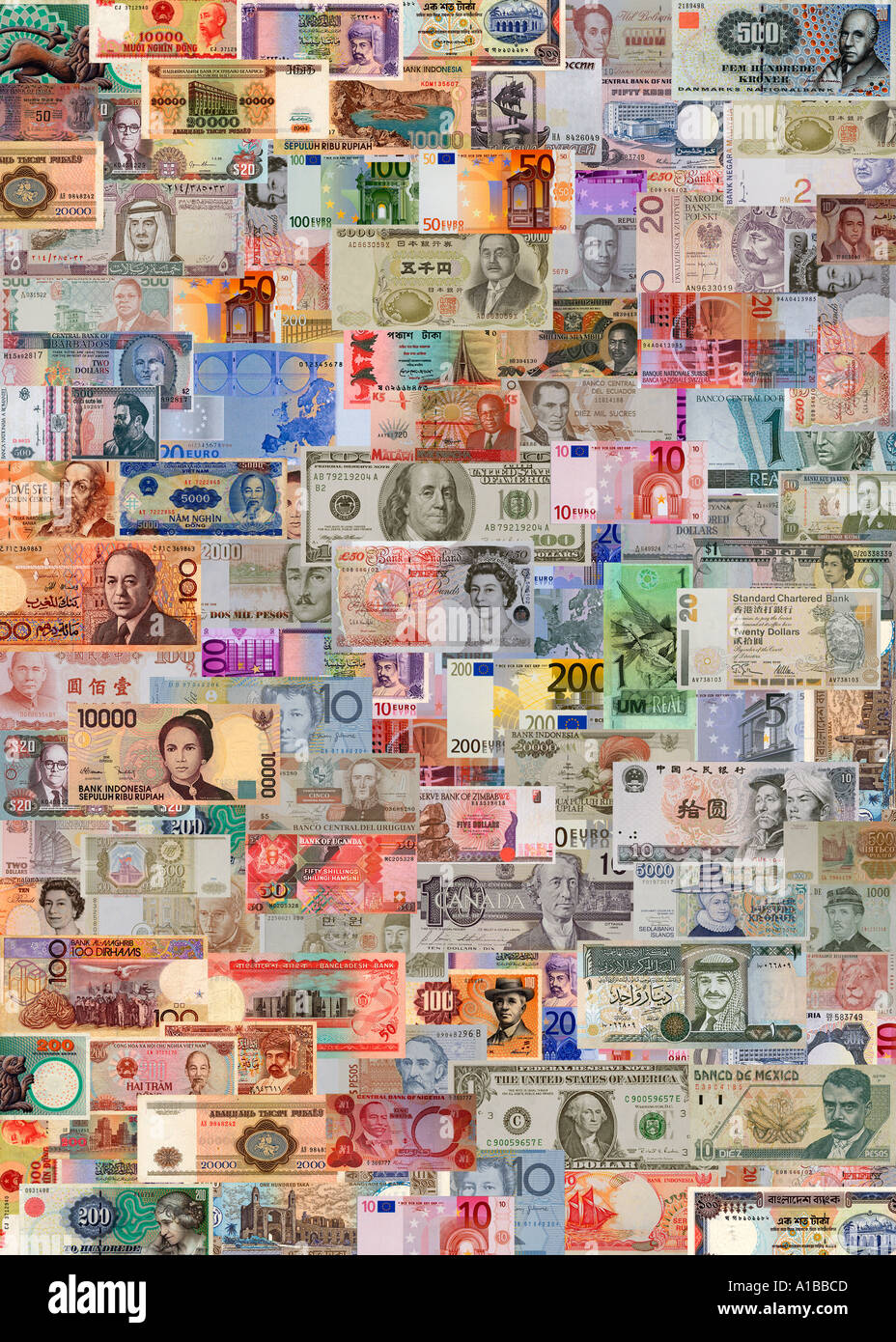 Valuta Mondiale Banca Nota Montage Foto Stock