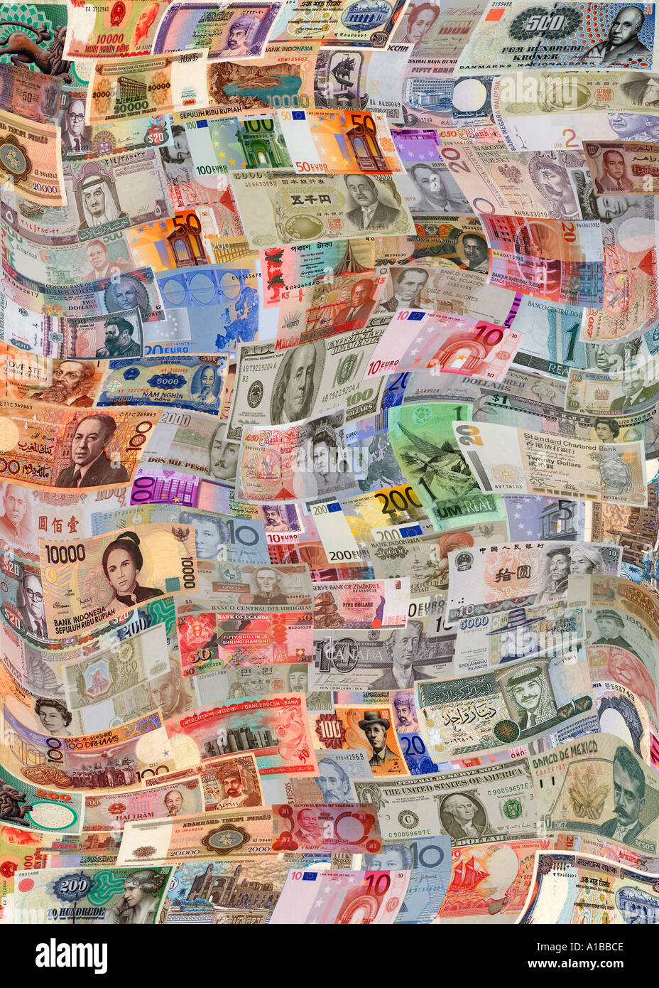 Valuta Mondiale Banca Nota Montage Foto Stock