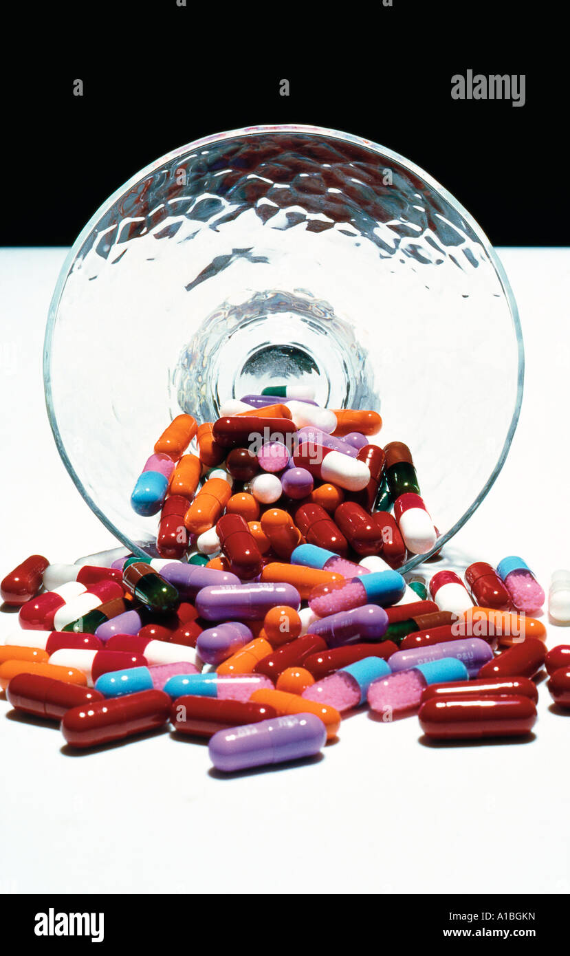 Ancora vita su prodotti di salute pillole Foto Stock