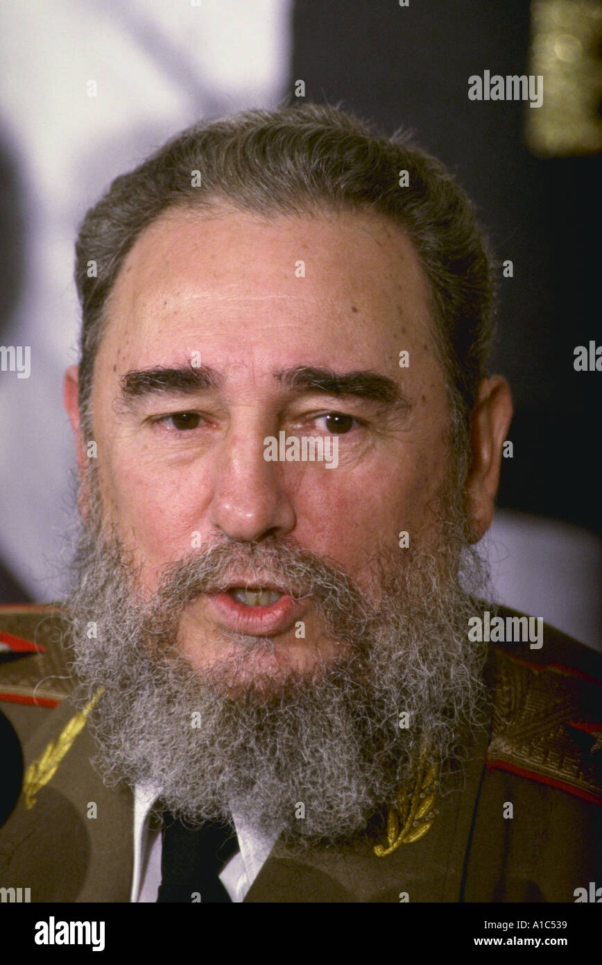Fidel Castro premier di Cuba dal 1959 alla conferenza stampa di Caracas Venezuela Foto Stock
