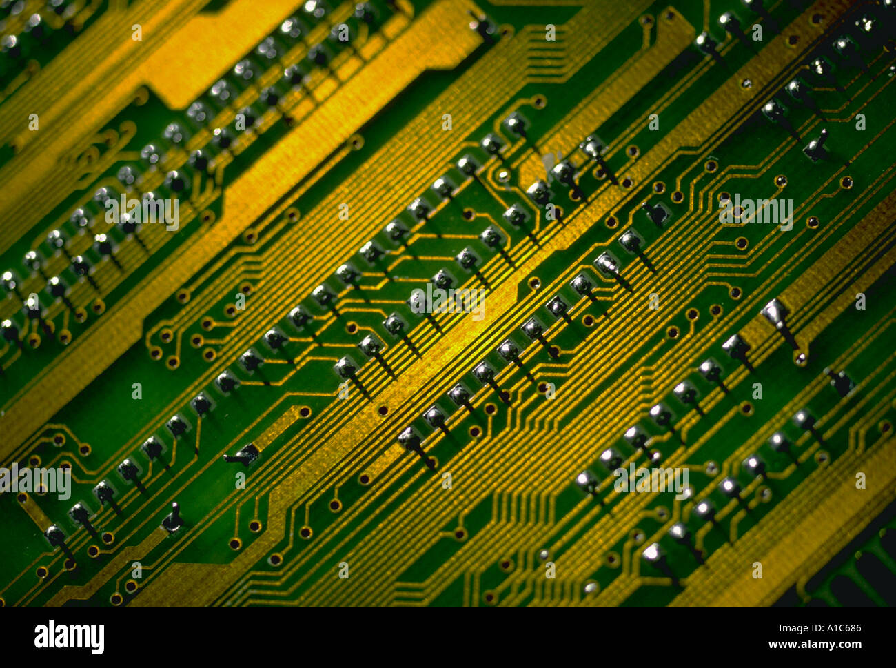 Circuito integrato del computer Close up dettaglio shot con forte graphic design computer High Tech sfondi Foto Stock