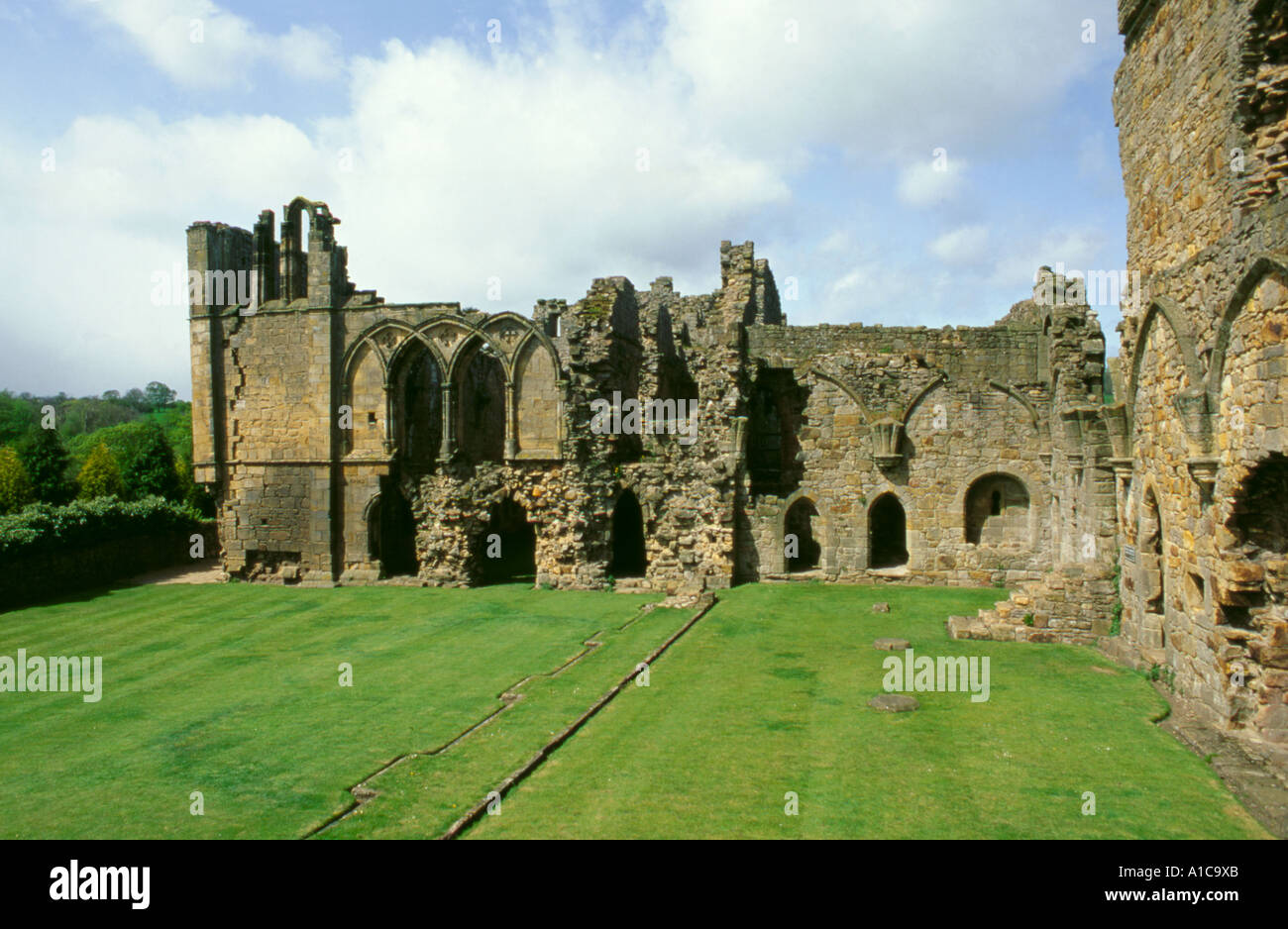 Rovine di Easby Abbey, vicino a Richmond, North Yorkshire, Inghilterra, Regno Unito. Foto Stock