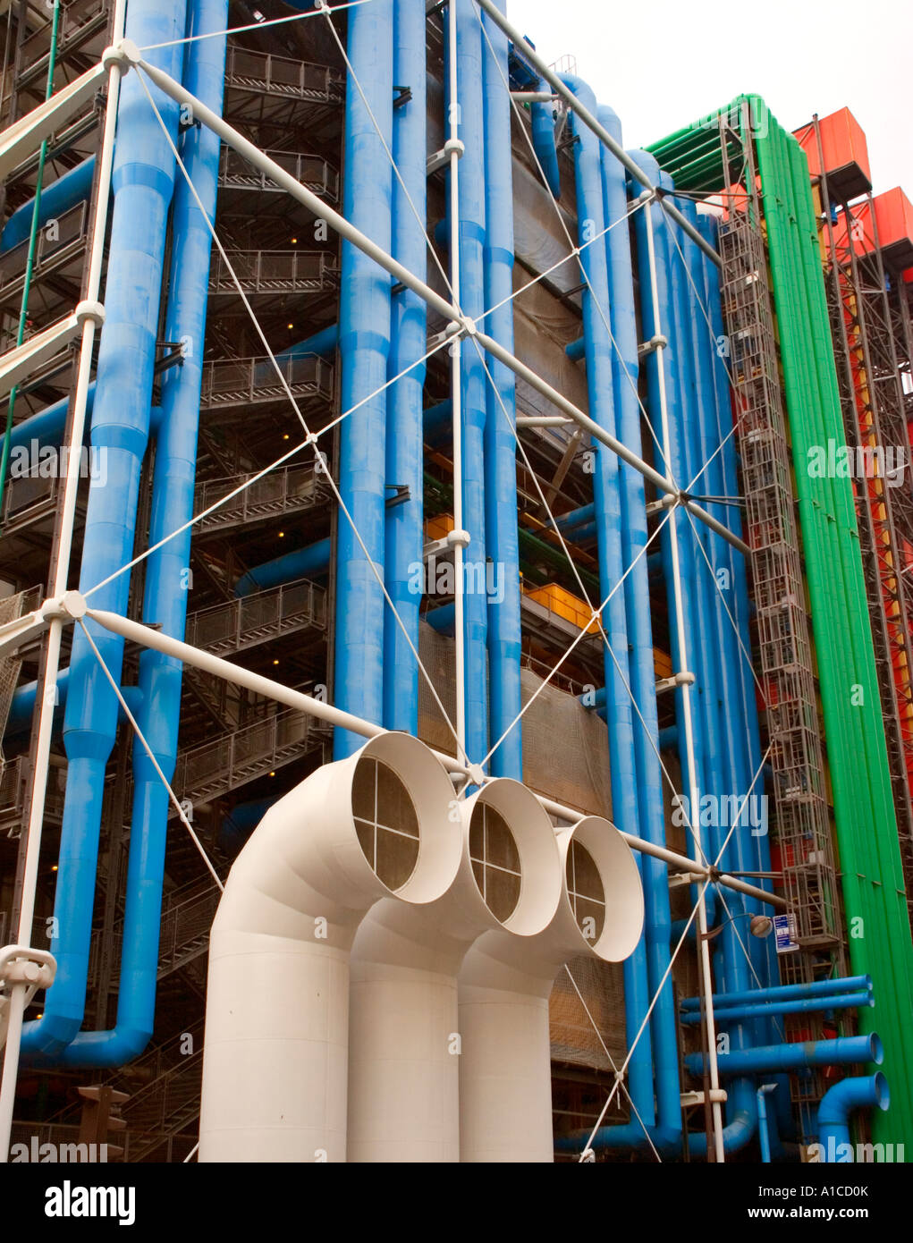 I tubi e i condotti del Centre Pompidou Rue du Renard Foto Stock