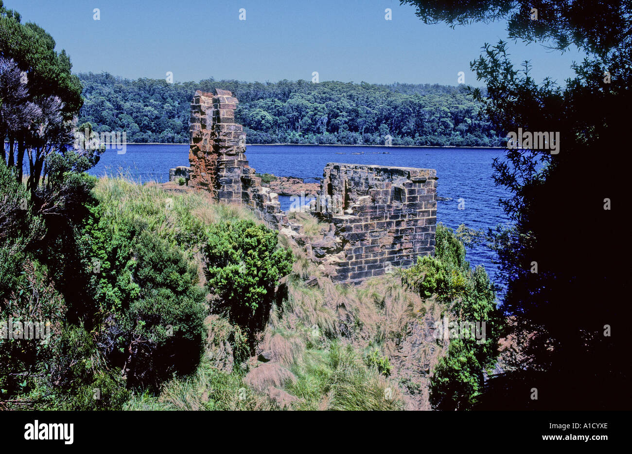 Sarah isola prigione trusty Macquarie Harbour Tasmania Australia Foto Stock