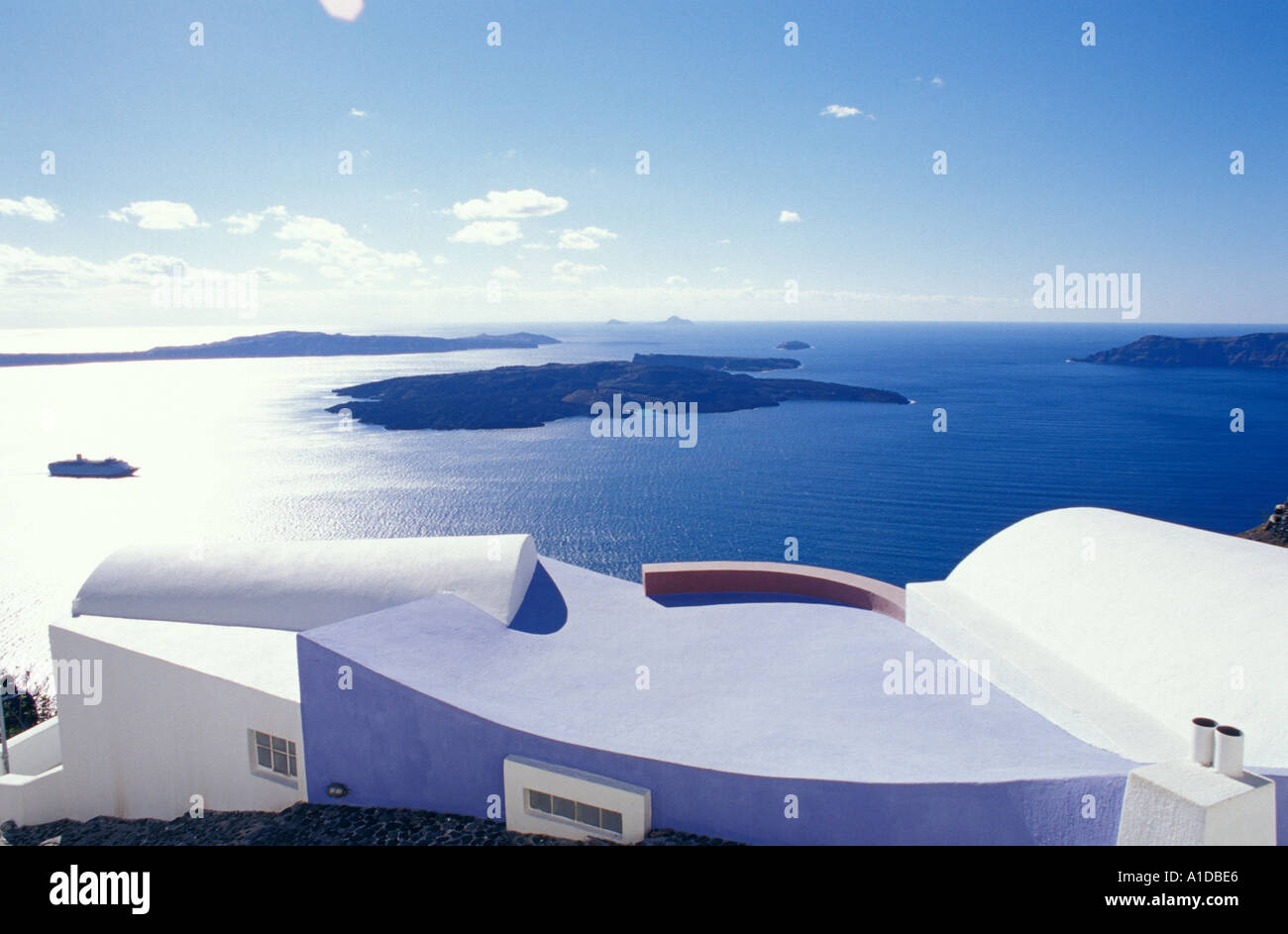 Vista della caldera di Santorini Grecia Foto Stock