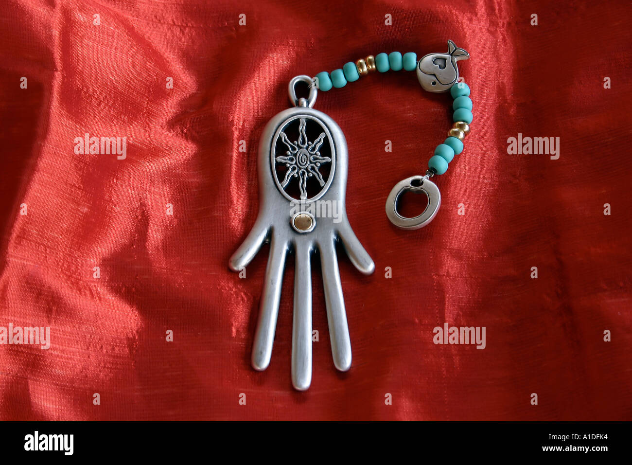 Hamsa famoso amuleto per la protezione da invidiosi o di cattivo occhio Foto Stock